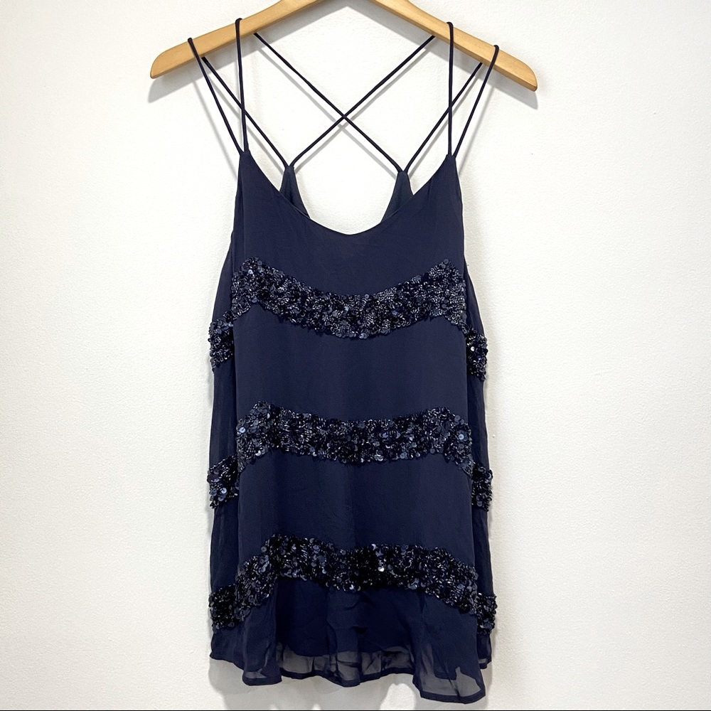 NWT Willow & Clay Sequin Strappy Flowy Top Women Size L